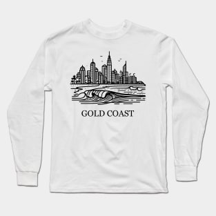 gold coast australia city simple line art illustration Long Sleeve T-Shirt